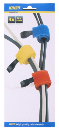 Pack 4x Abraçadeiras Velcro p/ Organização de Cabos - KINZO