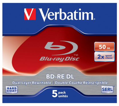 Pack 5x Blu-Ray BD-RE DL 50GB 2x - VERBATIM