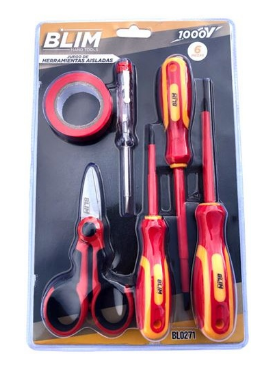 Pack 6x Ferramentas Isoladas 1000V (Chaves + Tesoura + Fita Isoladora) - BLIM