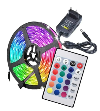 Pack Fita LEDs IP65 RGB (5 mts) 12V + Fonte Alimentação c/ Comando