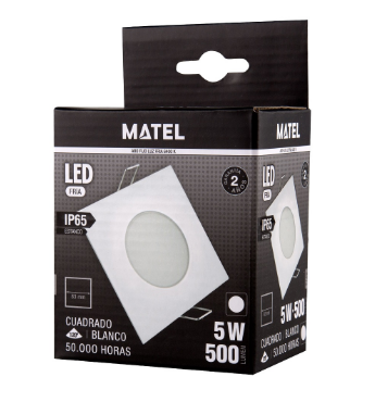 Painel de LED Quadrado (8,3 x 8,3cm) IP65 5W Branco F. 6000K 500Lm - Branco