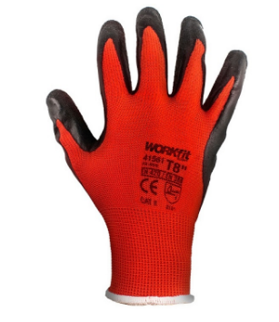 Par Luvas de Protecção em Poliéster e Revestimento Latex Vermelho (Tamanho 7) - WORKFIT