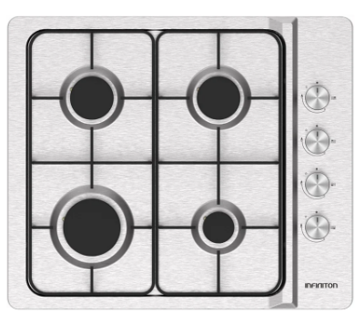 Placa 4 Bocas a Gás 600x510mm GAS4BNAI (Inox) - INFINITION