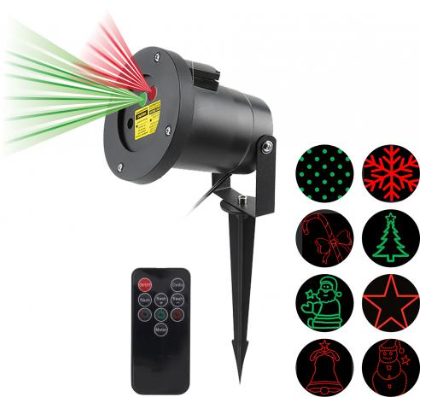 Projector Laser c/ Efeitos Natal 5W p/ Exterior c/ Comando (Vermelho/Verde) - WELL