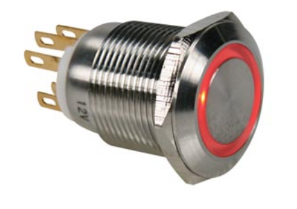 Pulsador Aço Inox. SPDT - 1NO 1NC - Luz Vermelha