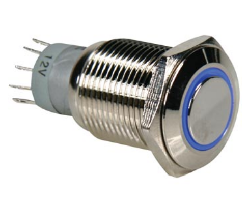 Pulsador Metálico SPDT 1NO 1NC - Luz Azul - VELLEMAN