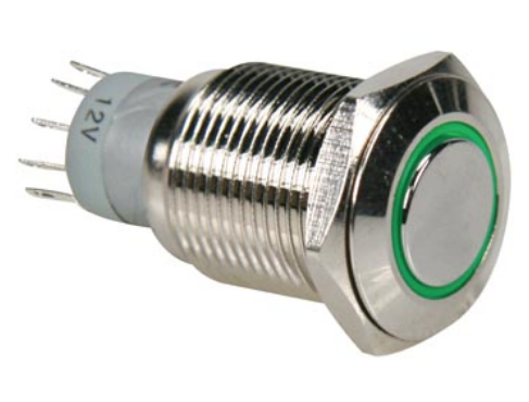 Pulsador Metálico SPDT 1NO 1NC - Luz Verde