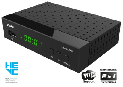 Receptor DVB-T2/C (TDT+Cabo) H.265 Full HD c/ USB - EDISION PICCO T265+