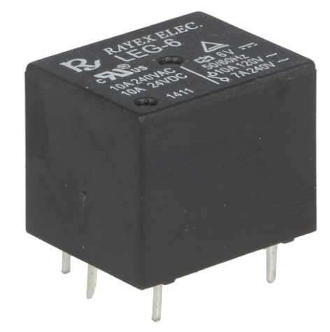 Relé Mini SPDT 6V DC 10A - RAYEX LEG-6