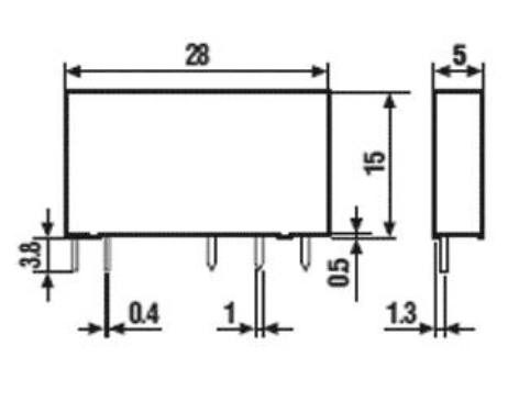 Relé SPDT 24VDC 6A Contacto Simples (25x5x15mm) - FINDER