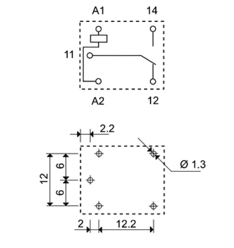 Relé SPDT 9V CC 10A Contacto Simples - FINDER 36.11.9.009.4011