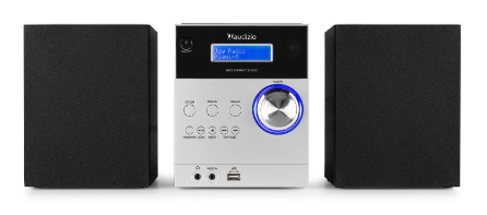 Sistema Hi-Fi Metz 30W Bluetooh/CD/DAB+/FM/USB (Alumínio) - AUDIZIO