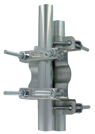 Suporte Múltiplo Chapa Galvanizada p/ 2 Tubos Paralelos e/ou 90º
