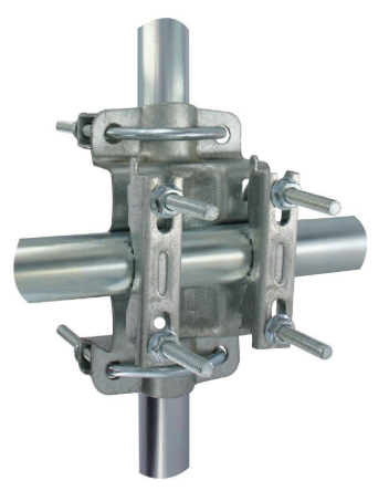 Suporte Múltiplo Chapa Galvanizada p/ 2 Tubos Paralelos e/ou 90º