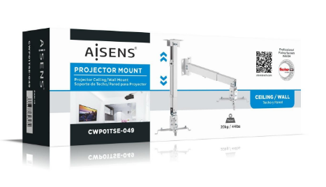 Suporte de Tecto Inox p/ Projetores Branco (até 560 mm) - AISENS