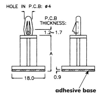 Suporte p/ PCB Ø3mm (A=10mm, B=18x18mm) - VELLEMAN