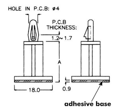Suporte p/ PCB Ø3mm (A=20mm, B=18x18mm) - VELLEMAN