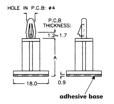 Suporte p/ PCB Ø3mm (A=20mm, B=18x18mm) - VELLEMAN
