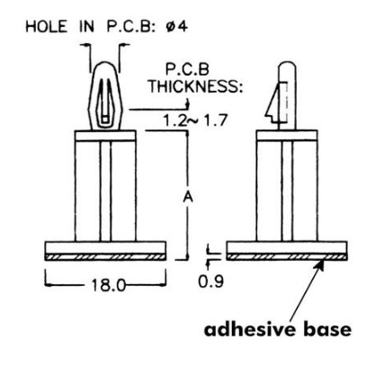 Suporte p/ PCB Ø3mm (A=5mm, B=18x18mm) - VELLEMAN