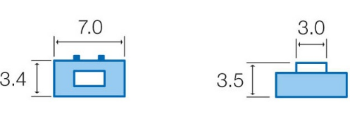 Tact Switch SMD OFF<->ON [3,4x7x(3,5)mm] 12VDC 50mA