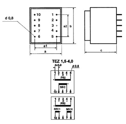 Transformador Encapsulado 220V 12V 1,5VA