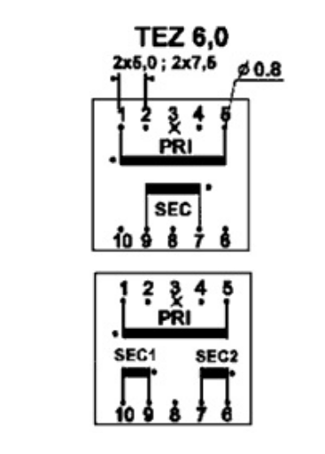 Transformador Encapsulado AC 12V+12V 6VA
