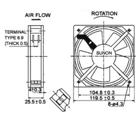 Ventilador 120x120x25mm 220V 0,090A 19W Slide - SUNON