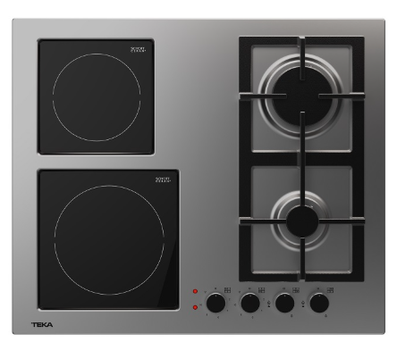 Placa Mista 4 Zonas EFX 60.1 2G 2H AI AL 3000W (Inox) - TEKA