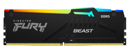 Memória RAM Fury Beast RGB 16GB (1x16GB) DDR5-5200MHz 1R CL40 (Preta) - KINGSTON