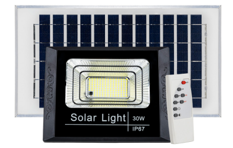 Kit Projector LED 30W Branco F. 6000K c/ Sensor + Painel Solar (IP67)