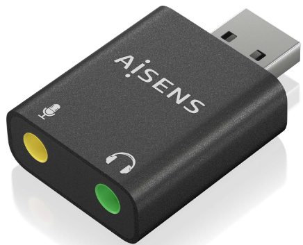 Placa de Som USB-A 2x Jack 3.5mm Preto - AISENS