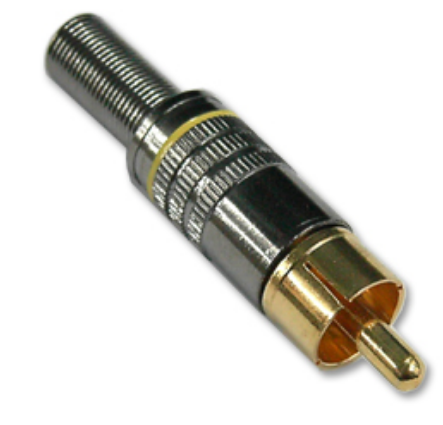 Ficha RCA Metálica Macho c/ Anel Amarelo