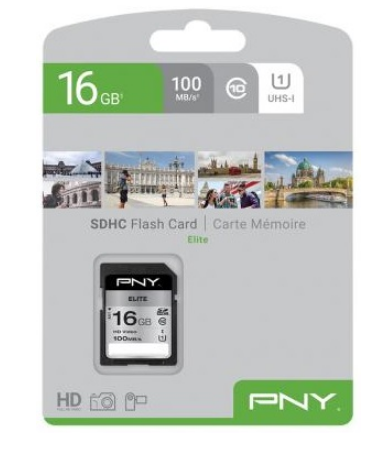 Cartão de Memória SDHC 16GB (Classe 10) - PNY