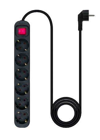 Extensão Sextupla Preto (1,4 mts) - Nanocable