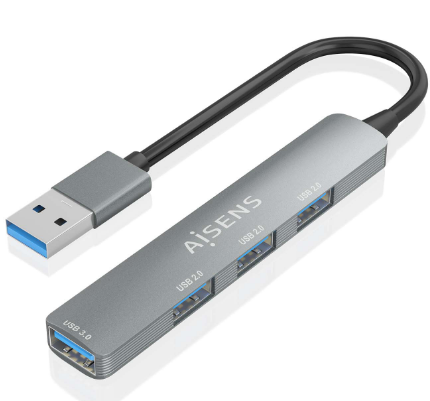 Hub USB 3.0 (1xUSB 3.0 3xUSB 2.0) Cinza - AISENS