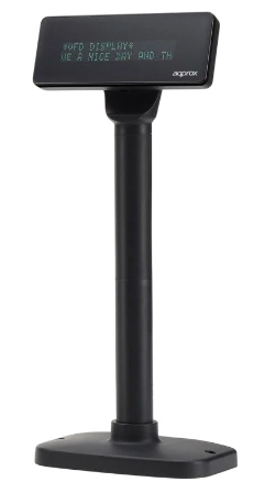 Visor de Cliente TPV appVFD01 2 Linhas USB c/ Suporte Vertical (Preto) - APPROX