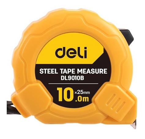Fita Métrica de Aço 10m/25mm (Amarelo) - DELI