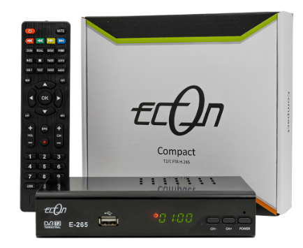 Receptor TDT + Cabo (DVB-T2/DVB-T/DVB-C) Full HD com Display/Botões Frontais