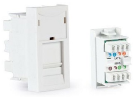 Conector RJ45 CAT6 T568B p/ Painel Ligação 1/2 - FONESTAR