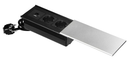 Extensão Dupla Oculta c/ Tampa Deslizante + 1x USB-A e 1x USB-C 4.2A (Prateado) - ORNO