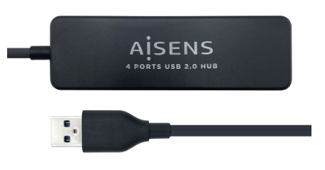 Hub USB (4x USB 2.0) 480 Mbit/s (Preto) - AISENS