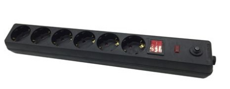 Extensão Sextupla c/ Interruptor + Proteção Sobrecargas (1,5 mts) Preto - ELBAT