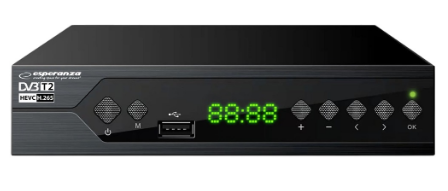 Receptor TDT Full HD DVB-T/T2 H.265 HEVC Display/Botões Frontais - ESPERANZA