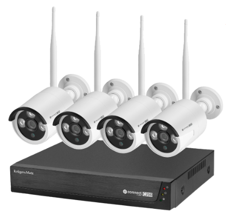 Pack Vigilância IP Wi-Fi Connect C200 (Gravador + 4 Câmaras 2Mpx IR IP66) - Kruger&Matz