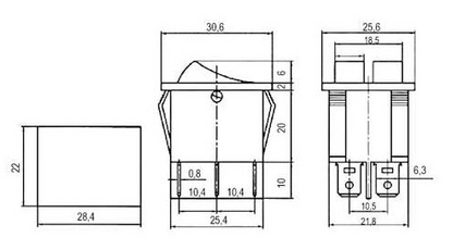 Interruptor basculante duplo luminoso ON-OFF 230VAC 16A vermelho