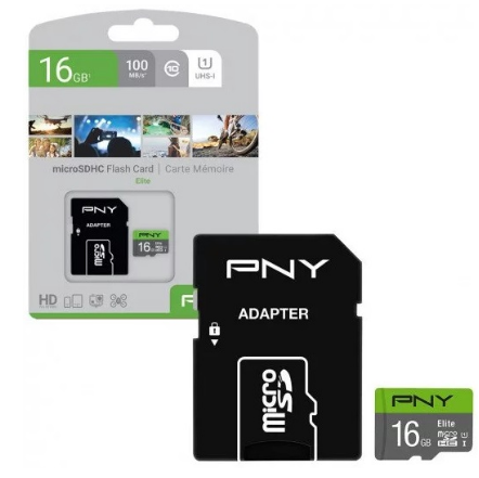 Cartão de Memória MicroSDHC 16GB (Classe 10) + Adaptador - PNY