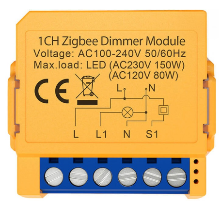 Módulo de Interruptor Inteligente ZDMS16-2 ZigBee Tuya (Amarelo) - AVATTO
