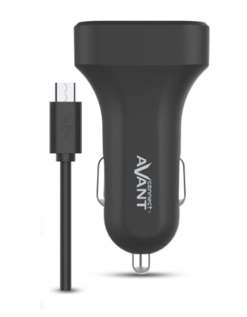 Carregador Isqueiro AV1113N Duplo USB + Cabo Micro USB (Preto) - AVANTCONNECT