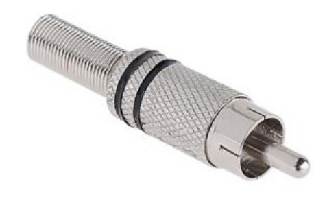 Ficha RCA Macho Metálica c/ Anel Preto