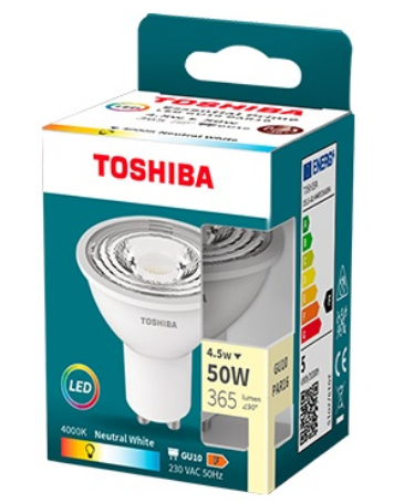 Lâmpada LED Essential Prime GU10 4,5W 36D 4000K 405Lm - TOSHIBA
